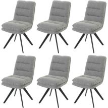 Lot de 6 chaises de salle à manger HW C-G66, chaise de cuisine, pivotante Auto-Position Tissu/Textile Bouclé mvg gris c
