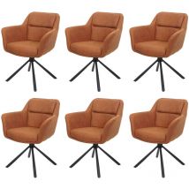 Lot de 6 chaises de salle à manger HWC-K33 - chaise de cuisine - pivotante Auto-Position - tissu/textile - aspect daim marron