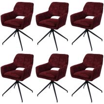 Lot de 6 chaises de salle à manger HW C-N74, chaise de cuisine, pivotante Auto-Return, tissu chenille (490g/m²) Oeko-Tex