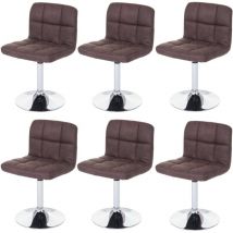 6 x chaise de salle à manger Kavala, pivotante, imitation daim, chrome, brun foncé vintage