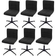 HHG - jamais utilisé] Lot de 6 chaises de salle à manger Kavala ii, chaise de cuisine, hauteur réglable mécanisme rotatif, tissu/textile gris foncé,