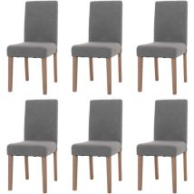 Lot de 6 chaises de salle à manger Littau, chaise de cuisine à dossier haut, tissu/textile bouclé bois gris, pieds cou