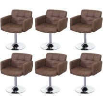 Jamais utilisé] 6 x chaise de salle à manger Orlando, pivotante, imitation daim, chrome, brun vintage