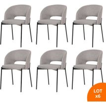 Lot de 6 chaises de salle à manger tissus gris - pieds en métal noir - kristen Secury-t