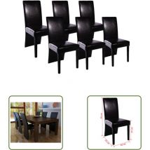 The Living Store Chaises à manger lot de 6 noir similicuir - Chaise De Salle à Manger - Chaise Moderne - Chaise Noire - Ensemble De Chaises - Chaises