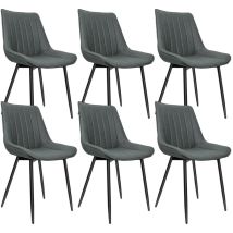 Lot De 6 Chaises De Salle À Manger Chaises En Tissu Imitation Daim Respirant Avec Pieds En Métal - Gris Foncé