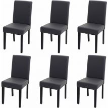 Jamais utilisé] Lot de 6 chaises de salle à manger Chaise de cuisine Littau, similicuir, gris mat, pieds foncés