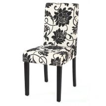 Mendler - Lot de 6 chaises de séjour Littau, tissu jacquard, pieds foncés