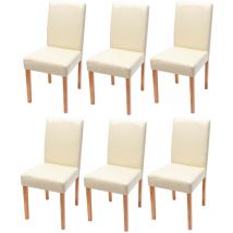 Mendler - Lot de 6 chaises de séjour Littau, cuir reconstitué crème, pieds clairs