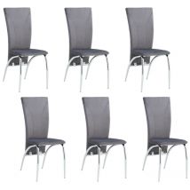 Homy France - Lot de 6 chaises duna chrome velours gris