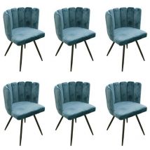 The Home Deco Factory - Lot De 6 Chaises En Velours Ariel Bleu Home Deco Factory