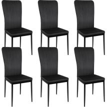 Yongqing - Lot de 6 Chaises en velours pour salle à manger, dossier incurvé et pieds en métal, Noir