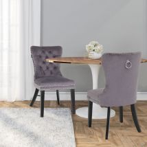 Puluomis - Chaise de salle à manger lot de 2 en veluors, Siège robuste de salle à manger, Capitonnée, Pieds en Bois Massif, Assise Rembourrée en