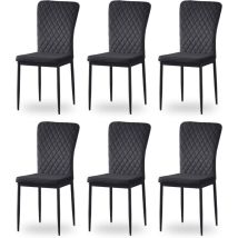 Lot de 6 chaises Jymtom Dossier haut noires ,pour salle à manger,matière en Velours et métal - Noir