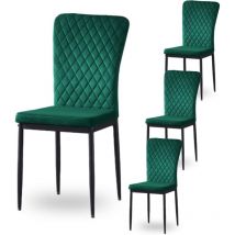 Lot de 4 chaises Jymtom Dossier haut ,pour salle à manger,matière en Velours et métal - Vert