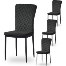 Lot de 4 chaises Jymtom Dossier haut noires ,pour salle à manger,matière en Velours et métal - Noir