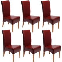 Lot de 6 chaises Latina, salle à manger, cuir reconstitué - rouge, pieds clairs