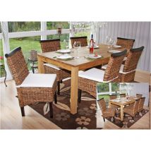 Mendler - Lot de 6 chaises M45, banane tressée, 47x54x93cn, pieds foncés, avec coussin