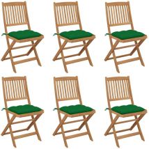 Design In - Lot de 6 Chaises pliables de jardin,Siège de Terrasse Chaise d'extérieur avec coussins Bois d'acacia CFW300449
