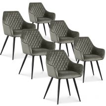 Intensedeco - Lot de 6 chaises Victoria en velours gris pieds noir