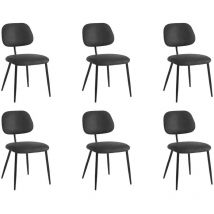 Loungitude - Lot de 6 chaises vintage payton en tissu et pieds métal - Noir