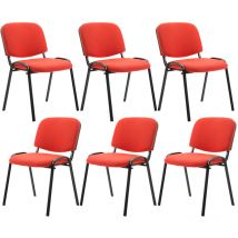 Lot de 6 chaises visiteur empilables Ken en tissu Rouge