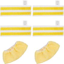 Lot de 6 Chiffons de Rechange en Microfibre Compatible avec Karcher Easyfix SC 1, SC 2, SC 3, SC 4, SC 5 Nettoyeurs Vapeur, 4 lingettes et 2 bonnette