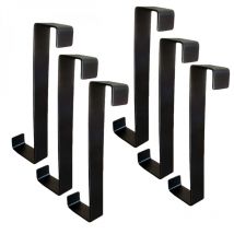Vivezen - Lot de 6 crochets porte manteaux pour porte en fer galvanisé - Noir