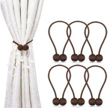 Lot de 6 embrasses magnétiques pour rideaux, tentures, décoration de salon ou de bureau, sans outils (café)