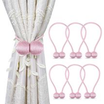 Lot de 6 embrasses magnétiques pour rideaux, tentures, décoration de salon ou de bureau, sans outils (rose)