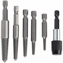 Lot de 6 Extracteurs de Vis sans Tête, Ensemble D'extracteurs de Vis sans Tête, Forets à vis outil de retrait de goujons Endommagés avec Mandrin à