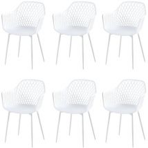 Lot de 6 Fauteuil Chaises Blanc Plastique Scandinave Chaise de Salle à manger- Idéales pour Terrasse, Jardin et Extérieur
