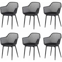 Lot de 6 Fauteuil Chaises Noir Plastique Scandinave Chaise de Salle à manger