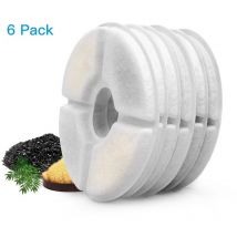 Lot de 6 filtres automatiques pour fontaine à chat, avec résine et charbon actif, filtre à eau de rechange pour chats & chiens (rond)