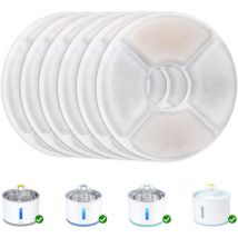 Lot de 6 filtres automatiques pour fontaine à chat, avec résine et charbon actif, filtre à eau de rechange pour chats & chiens (rond)
