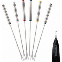 Jalleria - Lot de 6 Fourchettes à Fondue, Brochettes en Acier Inoxydable pour Fromage Viande Chocolat Dessert - 24cm