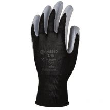 Lot de 6 - Gants Manutention polyester noir enduit nitrile gris Taille 8