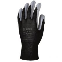 Lot de 6 - Gants Manutention polyester noir enduit nitrile gris Taille 10