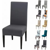 Lot de 6 Housses de Chaise Extensibles Universelle - Moderne - Gris