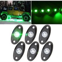 Lot de 6 kits de feux de roche à led vertes avec 6 pods pour camion de route, voiture, vtt, suv, moto sous le corps, lampe de trail, éclairage de