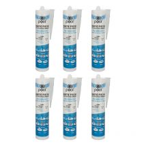 GEB - Lot de 6 Mastic piscine pool qualité professionnelle blanc 290 ml