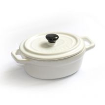 Hobbytech - Lot de 6 mini cocottes ovales blanches avec couvercle et poignées HobbyCook