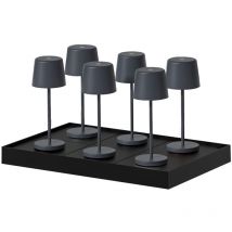 Lumisky - 6 mini lampes avec plateau de chargement kelly mini Gris anthracite Aluminium H22cm