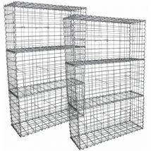 Monster-shop - Lot de 6 Paniers de Gabions Argentés en Acier Galvanisé pour Projets d'Aménagement Extérieur, Murs de Soutènement, Clôture de Jardin.