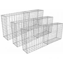 Lot de 6 Paniers de Gabions Argentés en Acier Galvanisé pour Projets d'Aménagement Extérieur, Murs de Soutènement, Clôture de Jardin. 100 x 95 x 30cm