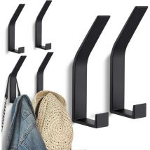 Bluedeer - Lot de 6 patères murales noires à percer et visser, invisibles, patères modernes, porte-manteaux mural pour vestes, manteaux, casquettes,