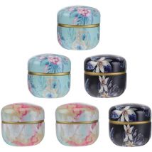Feiyue - Lot de 6 petites boîtes hermétiques en fer avec couvercle pour thé, pot de rangement, boîte de cuisine en trois modèles différents