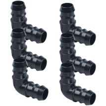 Jardiboutique - lot de 6 pieces Coude cannelé 90° ø 16 mm pour arrosage goutte a goutte