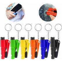 Linghhang - Lot de 6 porte-clés 3 en 1 pour brise-vitre de voiture, outil multifonction pour sauver la vie, outil d'urgence avec brise-vitre et