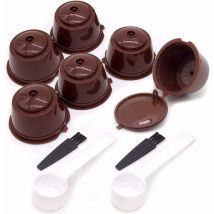 Lot de 6 pour Tasse à filtre à capsules de café rechargeable réutilisable avec 2 cuillères à café et 2 brosses